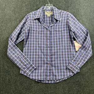 Wranger Wrancher Shirt Women's Small Purple Plaid Silver Pearl Snap Buttons